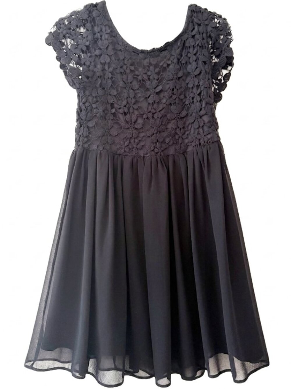 Jun & Ivy Black Lace Crochet Bodice Fit & Flare Mini Party Dress Small